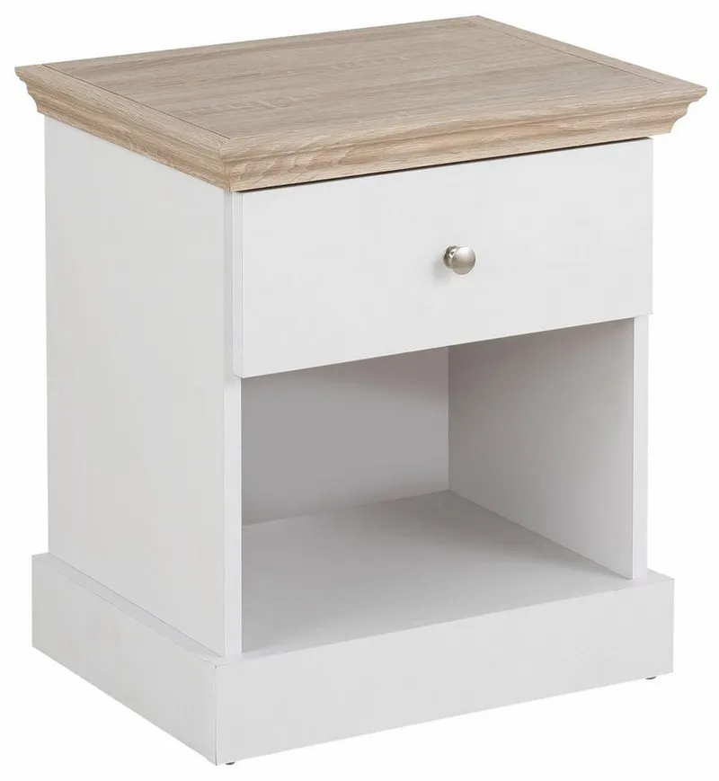 OTTO home Nachtkonsole Binz, mit einem schönen Metall Knopfgriff, Breite 45 cm, Weiß, – Produktbild 5 von 5