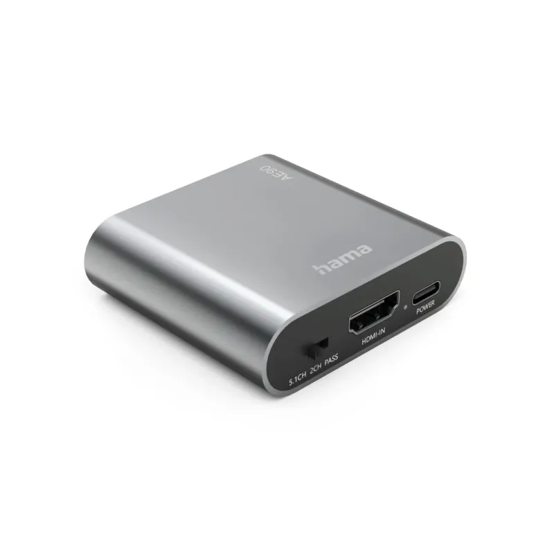 Hama Hama HDMI-Audio-Extractor "AE90", HDMI™ zu Audio, Toslink, 3,5-mm-Klinke, Silber, – Produktbild 2 von 3