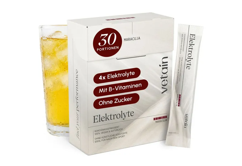 VETAIN Elektrolyte Pulver + 4 Vitamine – Kokoswasserbasiert Pulver, 30 er, 100% Vegan, ohne künstliche Süßungsmittel – Produktbild 1 von 8