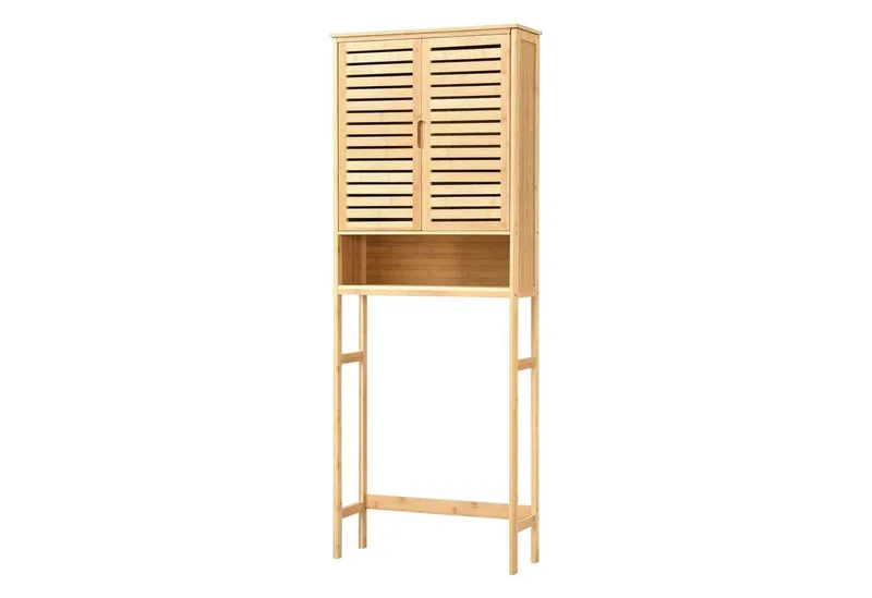en.casa Badregal, Geta Toilettenschrank 170 x 66 x 23 cm Bambus Natur, Beige, – Produktbild 1 von 4
