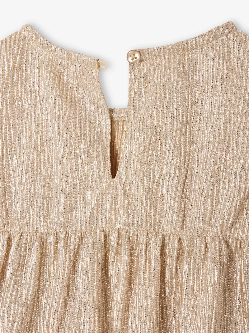 Vertbaudet Festliche Langarm-Mädchenbluse aus Lamé, Gold, – Produktbild 3 von 3