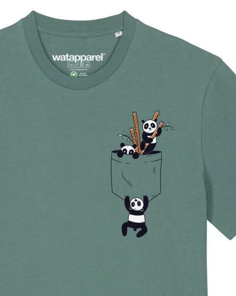 watapparel watapparel T-Shirt Unisex Pocket Pandas, Green bay, – Produktbild 3 von 3