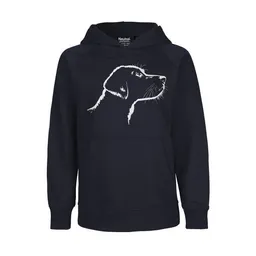 HANDGEDRUCKT HANDGEDRUCKT "Fellnase" Kinder-Hoody aus reiner Biobauwolle (kbA) Hund – Produktbild 1 von 1