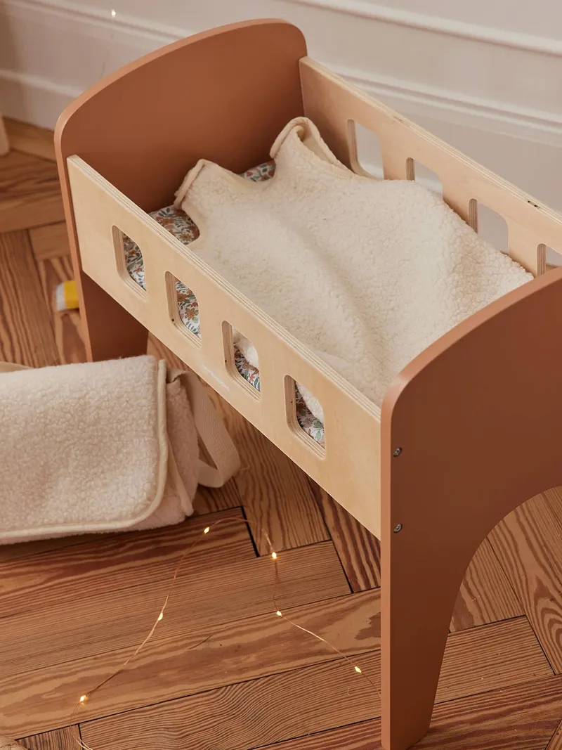 Vertbaudet Puppenbett MINI RETRO Holz FSC® karamel/, Karamel/braun, – Produktbild 1 von 4