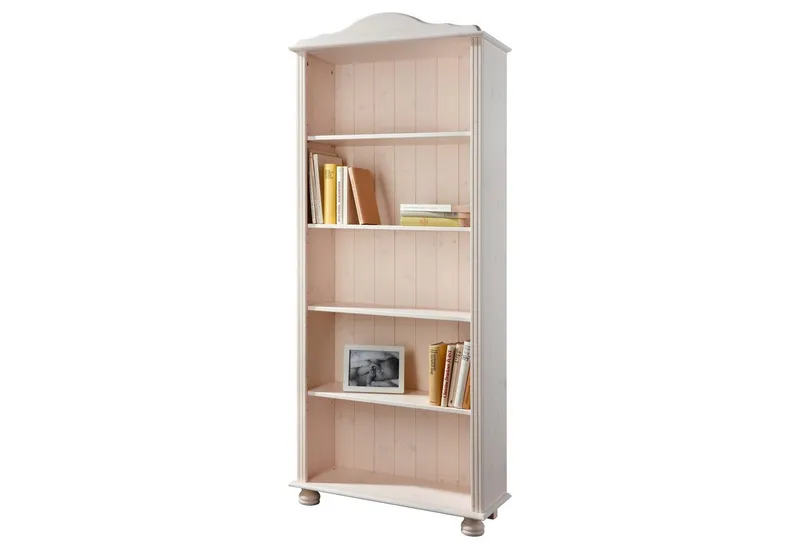 OTTO home Regal Mette Bücherregal mit 5 offenen Fächern, aus massivem Kiefernholz, in unterschiedlichen Größen und Farben, Weiß, – Produktbild 2 von 8