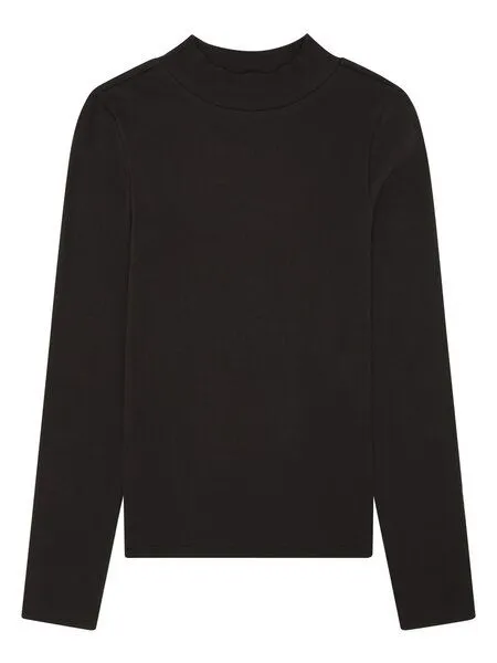KnowledgeCotton Apparel KnowledgeCotton Apparel Langarmshirt - Rib high neck long sleeved - aus Bio-Baumwolle, Braun (chocolate-torte), – Produktbild 1 von 3