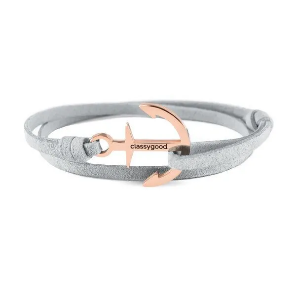 Classygood. Classygood. Anker Armband Edelstahl - Rosègold - Alcantara-Leder Band, Grau, – Produktbild 1 von 4