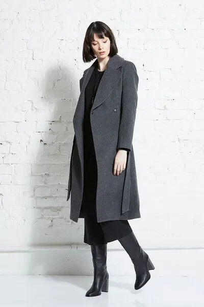 Wunderwerk Wunderwerk Damen Mantel aus Schurwolle "Belted coat merino flannel", Grau (384 dark grey melange), – Produktbild 2 von 2