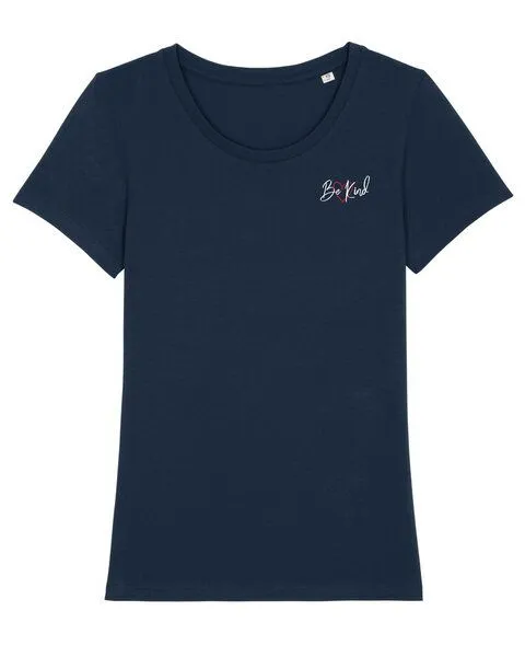 Human Family Bio Damen Rundhals T-Shirt Amorous "Be kind" von Human Family, Navy, – Produktbild 2 von 2