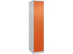 C+P C+P Schließfachschrank Classic PLUS, 5 Fächer, 1850x400x500mm, Lichtgrau/Reinorange – Produktbild 1 von 1