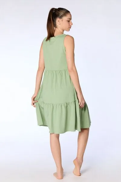 Leela Cotton Leela Cotton Damen Volantkleid Bio-Baumwolle 1733, Basilikum, – Produktbild 2 von 2