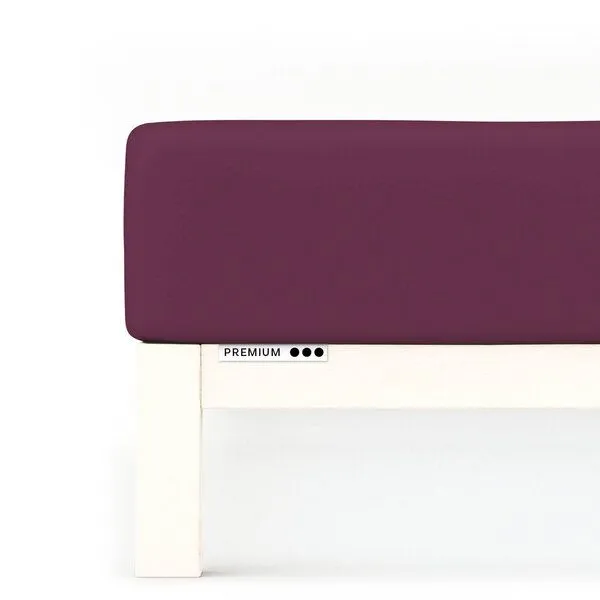 Schlafgut Schlafgut Spannbettlaken Premium - 95% Bio-Makobaumwolle, 5% Elasthan - Matratzenhöhe von 18-35cm, Purple deep, – Produktbild 1 von 7