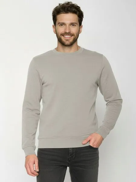 GreenBomb GREENBOMB Basic Wild - Gemütliches Sweatshirt aus Bio-Baumwolle / GOTS / Fair & Vegan, Grau (sandstone), – Produktbild 1 von 4