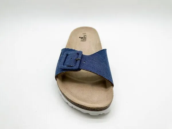 thies Veganer Rec Denim Strap Sandale "thies ® PET" aus recyceltem PES, Blau (denim blau), – Produktbild 3 von 4