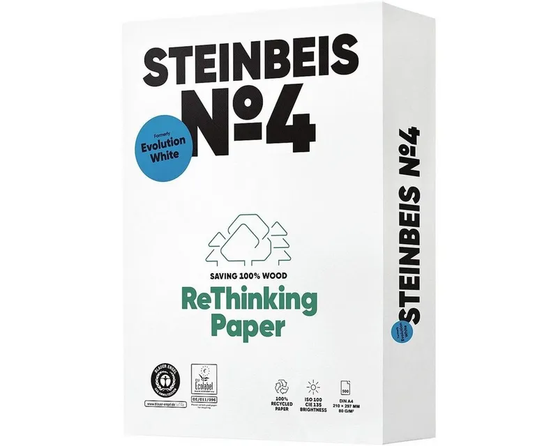 Steinbeis 500 Blatt Steinbeis Recycling-Kopierpapier "No.4, EvolutionWhite" DIN A4 – Produktbild 4 von 7