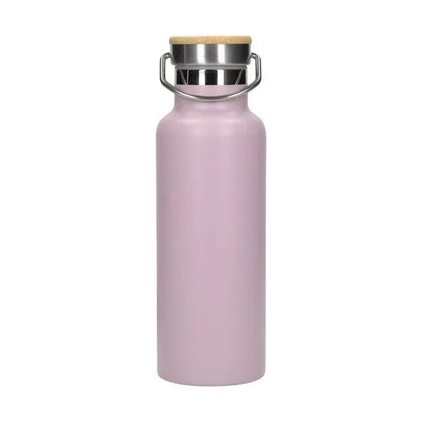 elasto elasto Edelstahl Isolierflasche "Cascada" - Flasche mit Bambusdeckel & Griff, Lila, – Produktbild 1 von 4