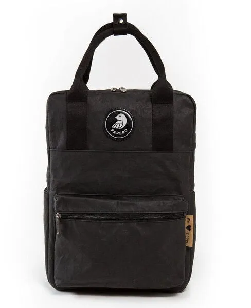 PAPERO PAPERO Rucksack aus Papier wasserfest vegan 2 in 1 Handtasche Damen, Schwarz, – Produktbild 1 von 4