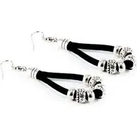 Kork Deko Kork-Deko Silber-Schwarze Ohrringe mit Kork | Eleganter Natur-Schmuck | Nickelfrei – Produktbild 1 von 1