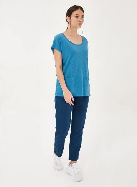 ORGANICATION ORGANICATION T-Shirt aus Bio-Baumwolle und Leinen mit Taschen, Ocean, – Produktbild 2 von 4