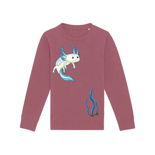 Spangeltangel Spangeltangel Kinder-Sweatshirt "Axolotl", Dunkelrosa, – Produktbild 1 von 4