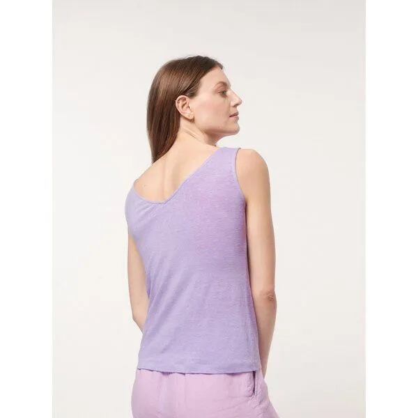 LANIUS LANIUS Tanktop mit V-Ausschnitt aus Bio-Leinen, Lilac, – Produktbild 2 von 4