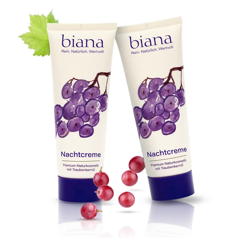 biana Nachtcreme – Premium Naturkosmetik mit Traubenkernöl 2x75 ml – Produktbild 1 von 3