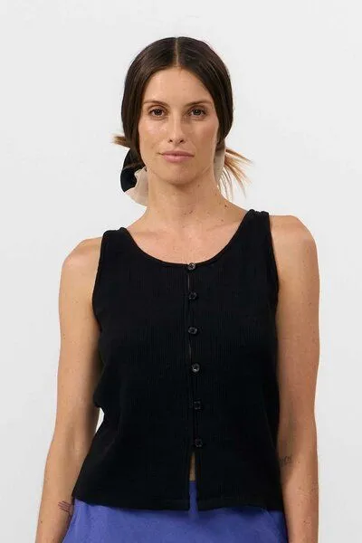 SUITE13LAB Suite13lab Waffle-Top ärmellos NOGALES, Schwarz, – Produktbild 1 von 3