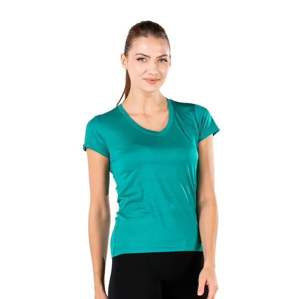 Woolona Woolona V-Shirt - CALIMA - 100% Merinowolle, Emerald, – Produktbild 1 von 2