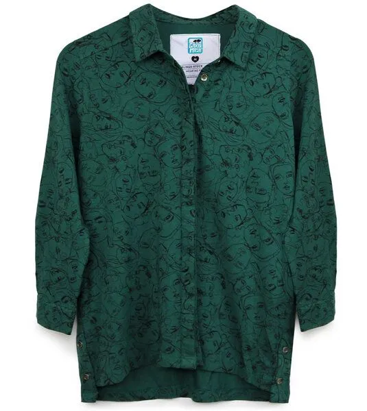 Gary Mash GARY MASH Bluse Odessa aus TENCEL Lyocell Mix, Faces (grün), – Produktbild 3 von 4