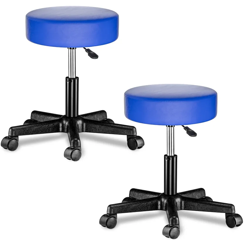 Casaria® Rollhocker Kunstleder 2er-Set Blau 360° drehbar, Blau, – Produktbild 1 von 2