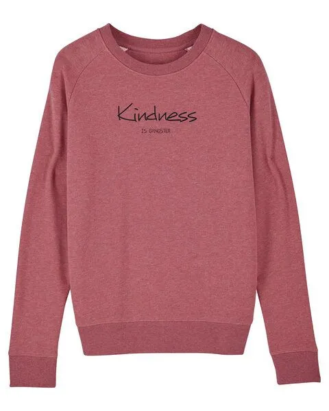 Human Family Human Family Bio Damen Sweatshirt - Feel Kindness - in 4 Farben, Rot-meliert, – Produktbild 1 von 3