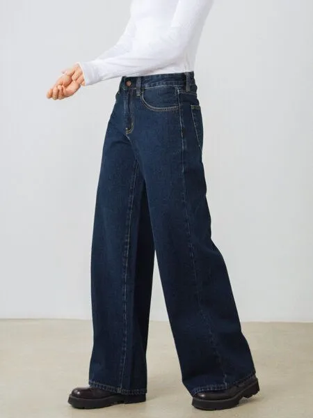 Honest Basics Honest Basics Damen Weite Jeans aus 100% Bio-Baumwolle, Rinse, – Produktbild 2 von 4