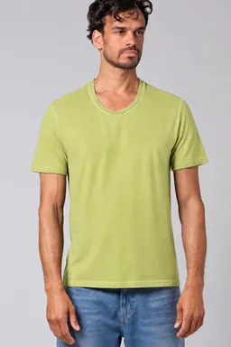 HempAge Hempage Herren vegan T-Shirt Mit Hochgekrempeltem V-Ausschnitt Bambusgrün – Produktbild 1 von 1
