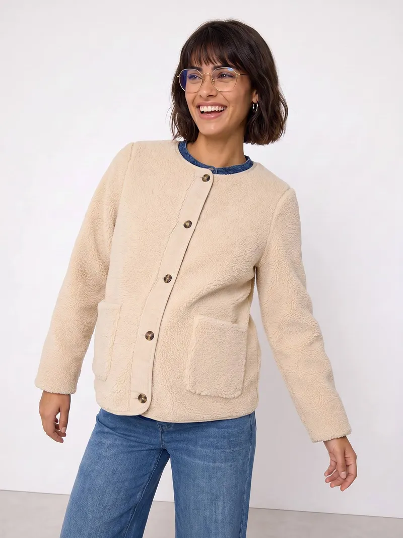 Vertbaudet Umstandsjacke, Wollweiß, – Produktbild 3 von 4