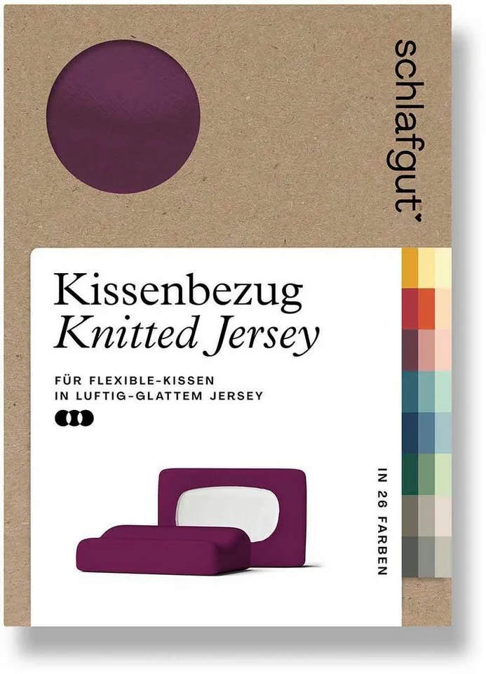 Schlafgut Schlafgut Kissenbezug Pure flexibler Kissenbezug für Nackenstützkissen, (1 Stück), Bio-Baumwolle mit Elasthan, mit Gummizug, bügelfrei, Lila, – Produktbild 2 von 5