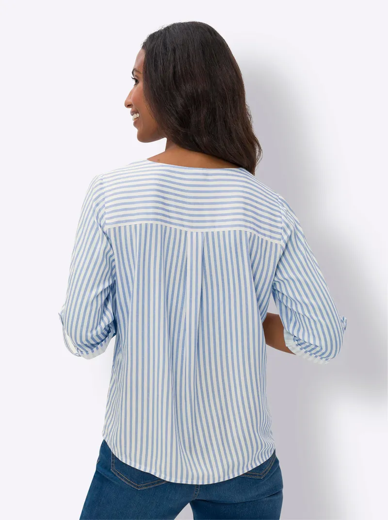 heine Schlupfbluse himmelblau-ecru-gestreift, Himmelblau-ecru-gestreift, – Produktbild 1 von 2