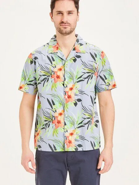 KnowledgeCotton Apparel KnowledgeCotton Apparel KCA Hemd wave cuban collar, Asley blue, – Produktbild 1 von 4