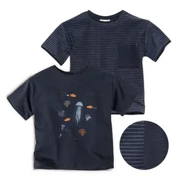 People Wear Organic People Wear Organic Doppelpack T-Shirts, dunkelblau mit Quallenprint; Bio-Baumwolle – Produktbild 1 von 1