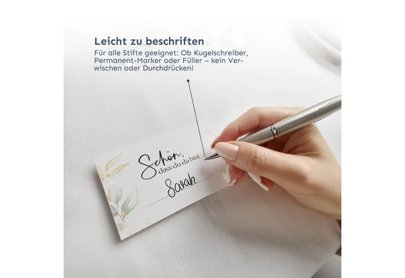 white & ivory Papierdekoration Platzkarte "schön, dass du da bist", 50 Stück, Tischkarten – Produktbild 4 von 5