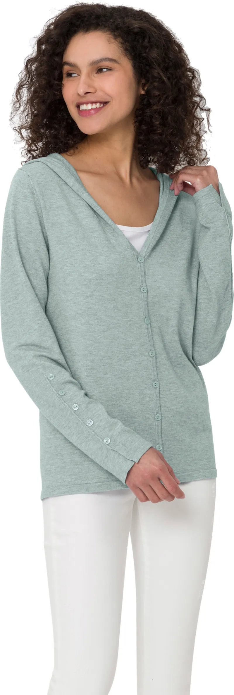 heine Kapuzenstrickjacke kalkmint-meliert, Kalkmint-meliert, – Produktbild 2 von 2
