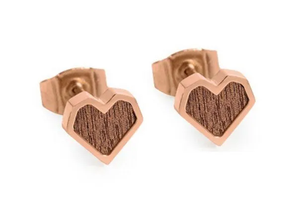BeWooden BeWooden Herzchen Ohrringe Holz und Edelstahl Kombination, Grey, – Produktbild 3 von 7