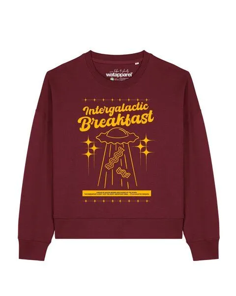 watapparel watapparel Sweatshirt Frauen Intergalactic Breakfast, Burgundy, – Produktbild 1 von 2