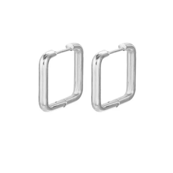ELEKTROPULLI ELEKTROPULLI Grafische Quadrat Creolen, Silber, – Produktbild 2 von 2