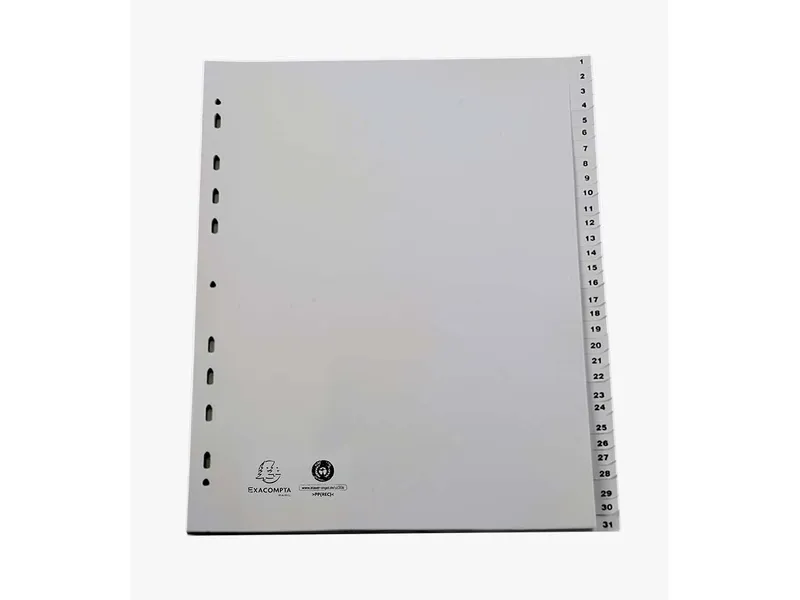 Exacompta 5 Exacompta Register, 31 Taben numerisch, 120 µ, DIN A4 Maxi, grau – Produktbild 1 von 1