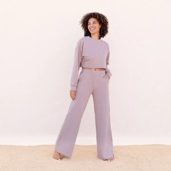 Jaya Jaya ALEX - Damen - kürzer geschnittenes cooles Sweater kommt in superweichem French Terry, Taupe/taupe, – Produktbild 1 von 1