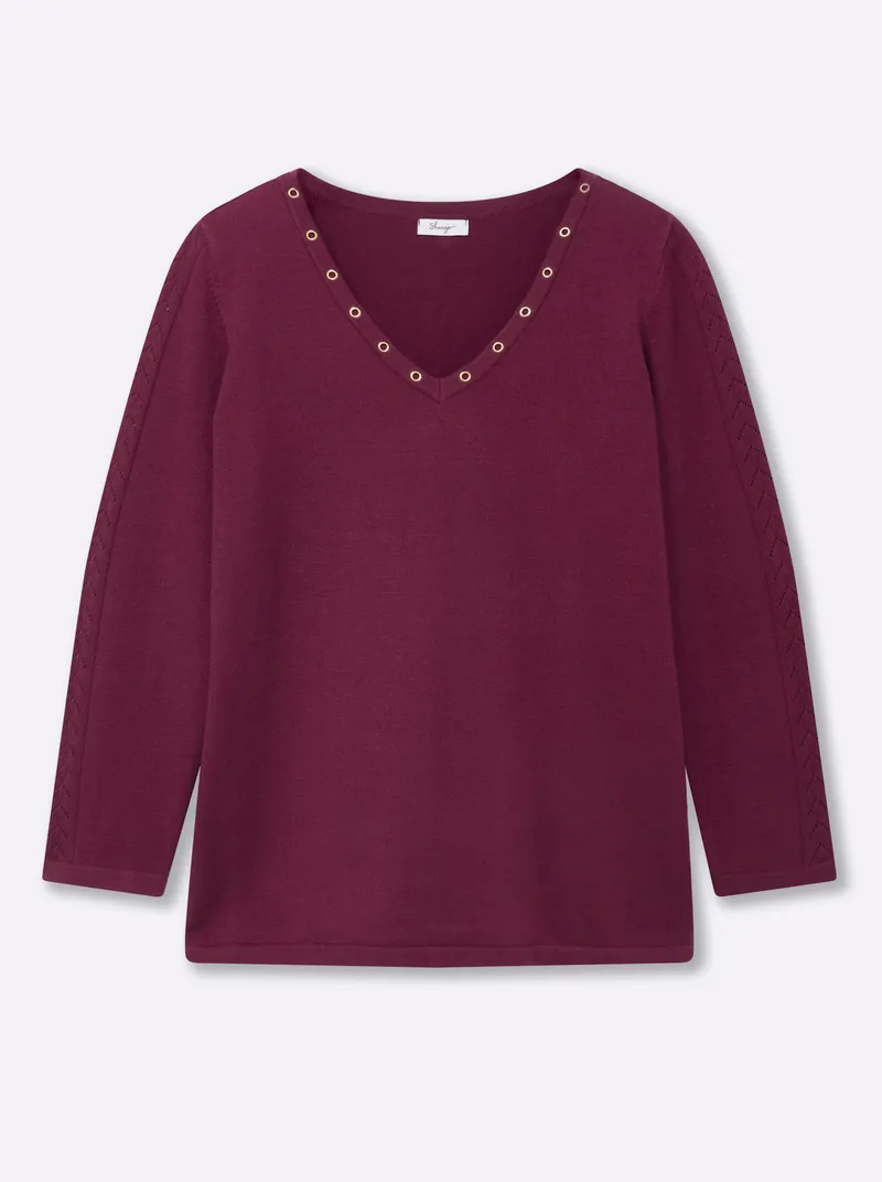 sheego Pullover bordeaux, Bordeaux, – Produktbild 1 von 2