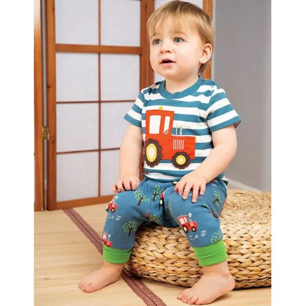 Frugi Frugi T-Shirt Traktor in blau-weiß gestreift – Produktbild 2 von 3