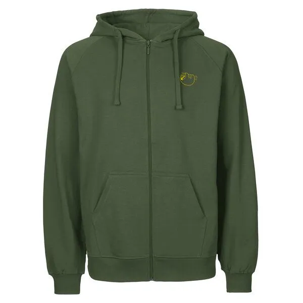 HANDGEDRUCKT HANDGEDRUCKT "Baumelmeister" Männer Zip Hoody Neutral, Militarygreen, – Produktbild 2 von 4