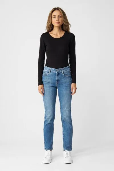 DAWN Damen Jeans STELLAR Slim Straight DAWN Bio-Baumwolle, Medium blue, – Produktbild 2 von 5