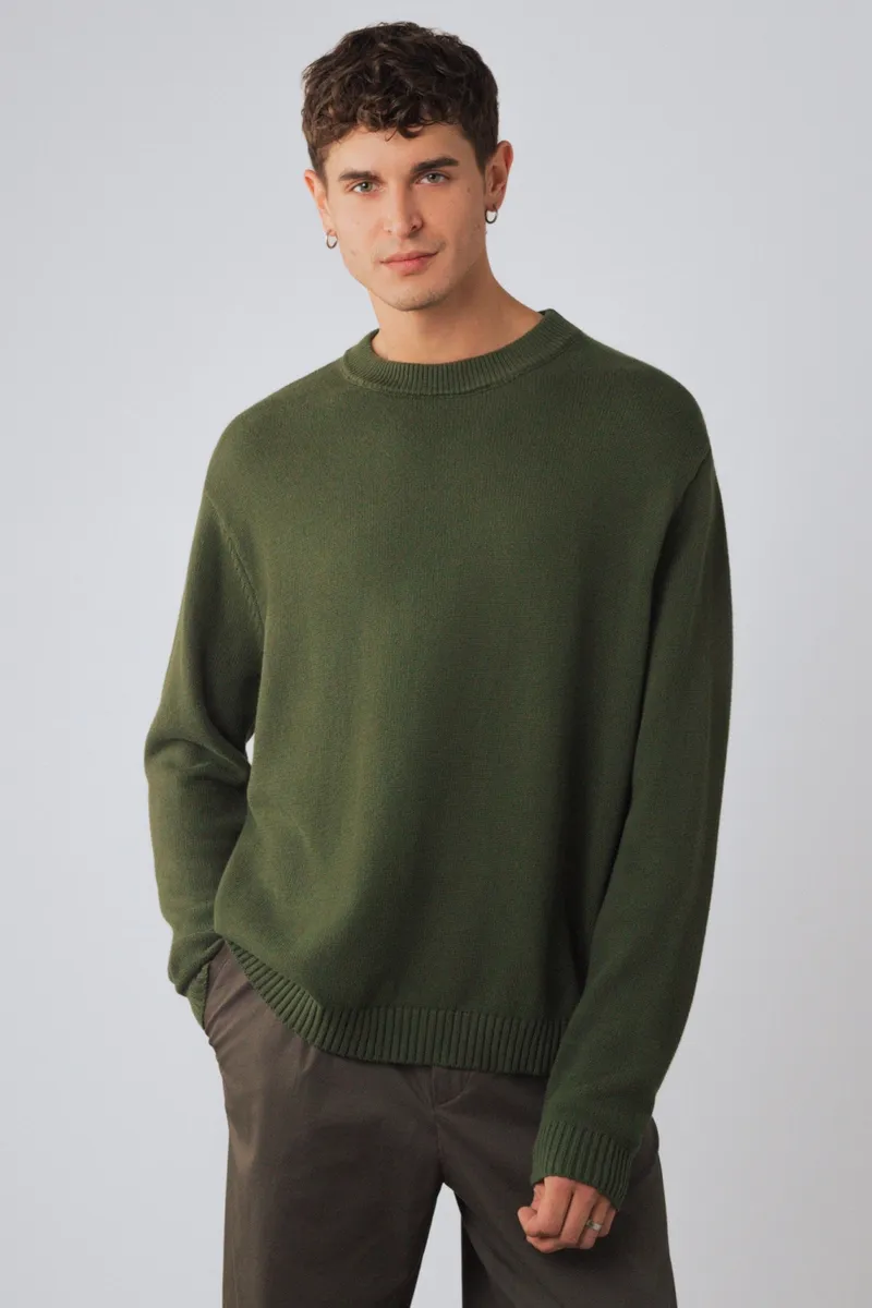 Honest Basics Honest Basics Herren vegan Pullover Crew Thyme, Grün, – Produktbild 2 von 2